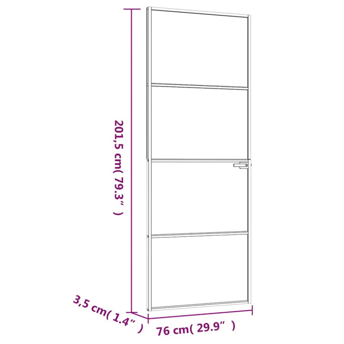 Notranja vrata bela 76x201,5 cm kaljeno steklo aluminij tanka